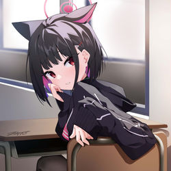 This is a pixiv picture whose title is 「そんなに真剣な顔して、どうしたの？」.