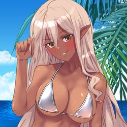 This is a pixiv picture whose title is 水着ダークエルフ.