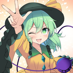 This is a pixiv picture whose title is ピース！こいしちゃん！.