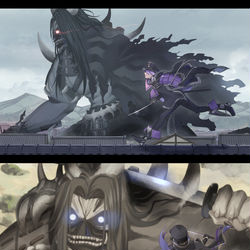 This is a pixiv picture whose title is 超大型の敵.