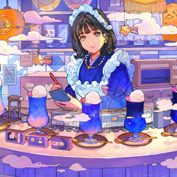 This is a pixiv picture whose title is 夜が更けるクリームソーダ.