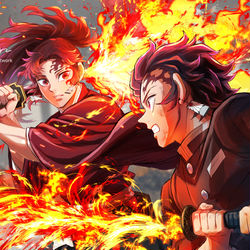 This is a pixiv picture whose title is 日の呼吸訓練.