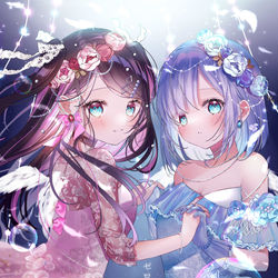 This is a pixiv picture whose title is 花芽姉妹4周年.
