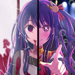 This is a pixiv picture whose title is 星野アイ：「愛してる」.