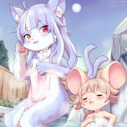 This is a pixiv picture whose title is おまねこ&ハム・チュンチュン.