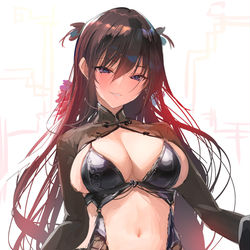 This is a pixiv picture whose title is 黒チャイナドレス.