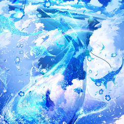 This is a pixiv picture whose title is 風鮫日和-青い花を運ぶ-.