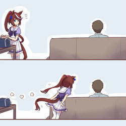 This is a pixiv picture whose title is テイオーとトレーナーの変わらない日常.