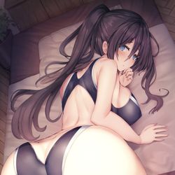 This is a pixiv picture whose title is お尻競泳水着ちゃん.