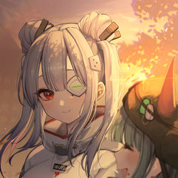 This is a pixiv picture whose title is 夕暮れのきみ.