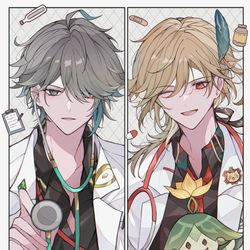 This is a pixiv picture whose title is スメール男子×お医者さんパロ.