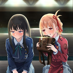 This is a pixiv picture whose title is プレゼントに喜ぶ千束、喜ばれて照れるたきな　８話より.