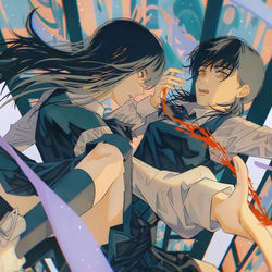 This is a pixiv picture whose title is 「羁绊，联结，与坠落」.
