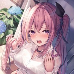 This is a pixiv picture whose title is 濡れ透けツインテちゃん.