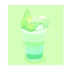 This is a pixiv picture whose title is ねこメロン.
