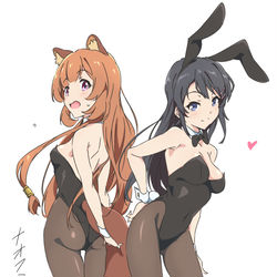 This is a pixiv picture whose title is バニーガール麻衣さん＆ラクーンガールラフタリアさん.