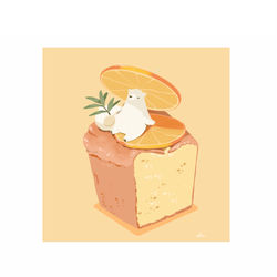 This is a pixiv picture whose title is しろくまオレンジケーキ.