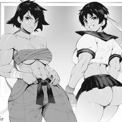 This is a pixiv picture whose title is Muscular StreetFighter girls.