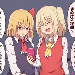 This is a pixiv picture whose title is 仲良しになったフランとルーミア.