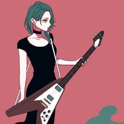 This is a pixiv picture whose title is フライングVの女.