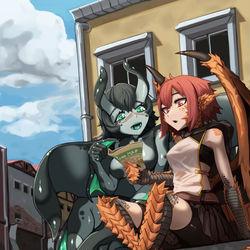 This is a pixiv picture whose title is Skeb依頼絵「水の都市の案内人」.