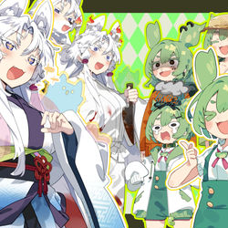 This is a pixiv picture whose title is 【素材】東北イタコ・ずんだもん立ち絵.