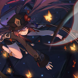 This is a pixiv picture whose title is 在深渊战斗的桃~.