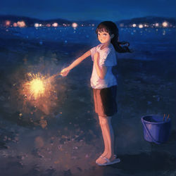 This is a pixiv picture whose title is 手持ち花火.