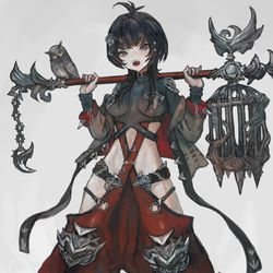 This is a pixiv picture whose title is 鳥足ウルフカットちゃん.