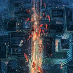 This is a pixiv picture whose title is 藍を泳ぐ.