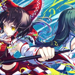 This is a pixiv picture whose title is 幻想郷の巫女.