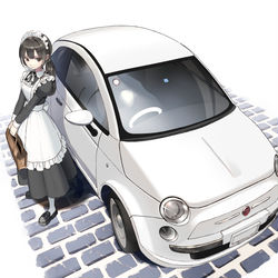 This is a pixiv picture whose title is Skeb(FIAT500とメイドさん).