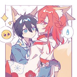 This is a pixiv picture whose title is 🦊🐾.