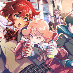 This is a pixiv picture whose title is 学校帰りにス◯バ的なもの買えるくらいみんな豊かであって欲しいの絵.