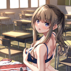 This is a pixiv picture whose title is 誰も来ないだろうと思って教室で着替えちゃった隣の席の吉田さん.