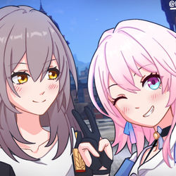 This is a pixiv picture whose title is Stelle x March cute kiss.