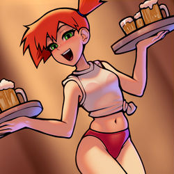 This is a pixiv picture whose title is misty the beer gal.