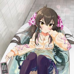 This is a pixiv picture whose title is アイドルと一緒にお風呂に入ります！ 梨沙.