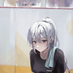 This is a pixiv picture whose title is 休み時間.