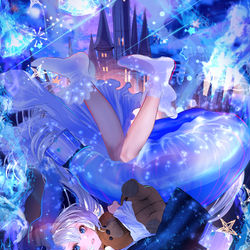 This is a pixiv picture whose title is 眠りの世界に落ちていく　くらげ魔女.