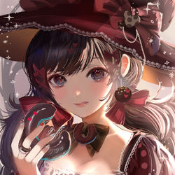 This is a pixiv picture whose title is チョコレート×ドーナツ魔女🍩.