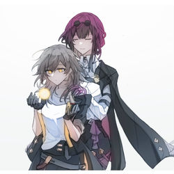 This is a pixiv picture whose title is 卡芙卡和女主.