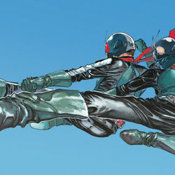 This is a pixiv picture whose title is ダブルライダーキック.