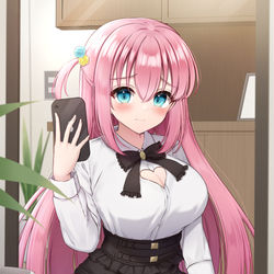 This is a pixiv picture whose title is 地雷系自撮りぼっちちゃん.