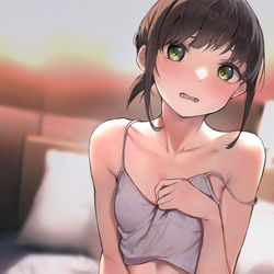 This is a pixiv picture whose title is 吹雪ちゃん　on the bed.