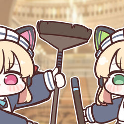 This is a pixiv picture whose title is メイド モモイ ミドリ.