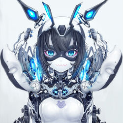 This is a pixiv picture whose title is マスクオフ中の未来のアンドロイドのコスプレをしている人.