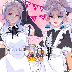 This is a pixiv picture whose title is 「お帰りなさいませご主人様（圧）」.