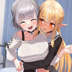 This is a pixiv picture whose title is くすぐり合うホロライブ ノエフレ編.