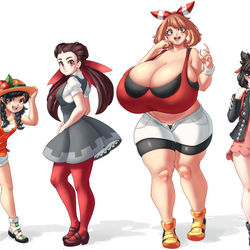 This is a pixiv picture whose title is some normal pokegirls.